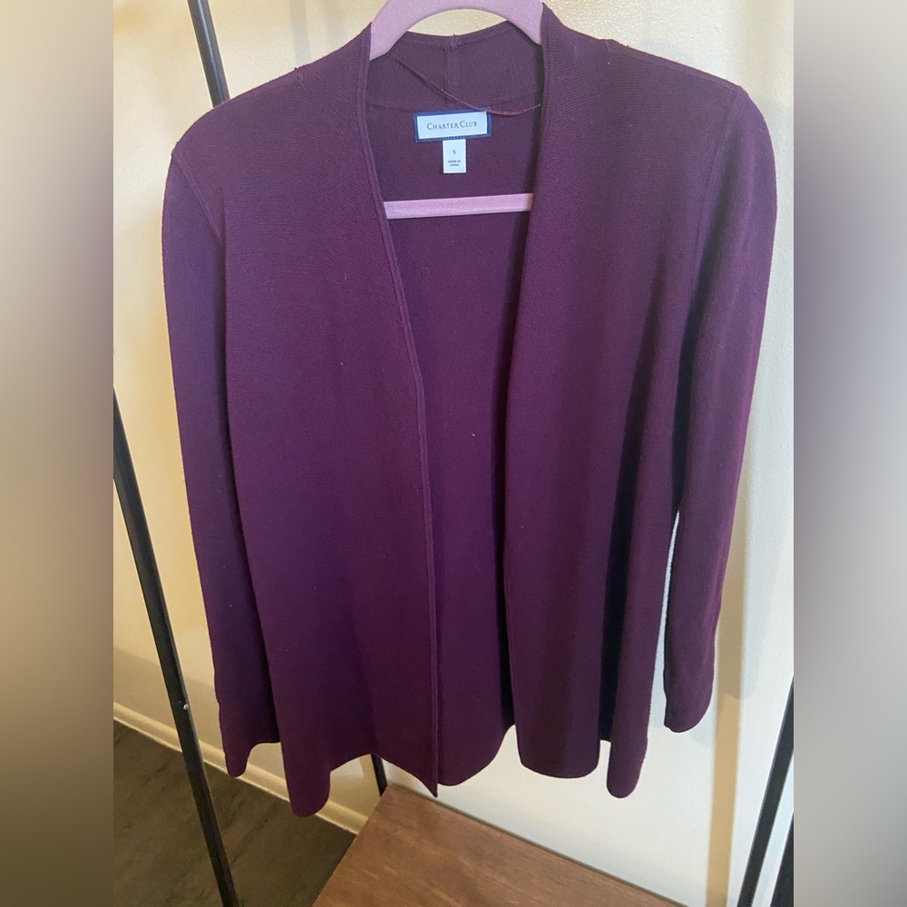 Charter Club Purple Open-Front Cardigan Sweater